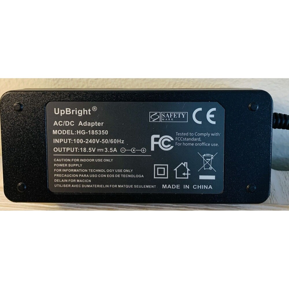 UpBright AC/DC Adapter Model HG-185350 Input: 100-240V-50/60Hz Output 18.5V